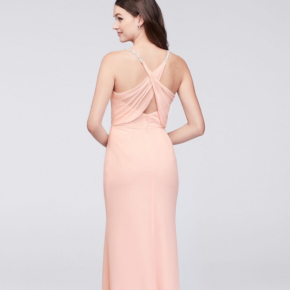 Chiffon Sheath Bridesmaid Dress with Beaded Straps
